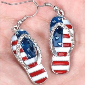 American Flag Diamond Slippers Alloy Earrings